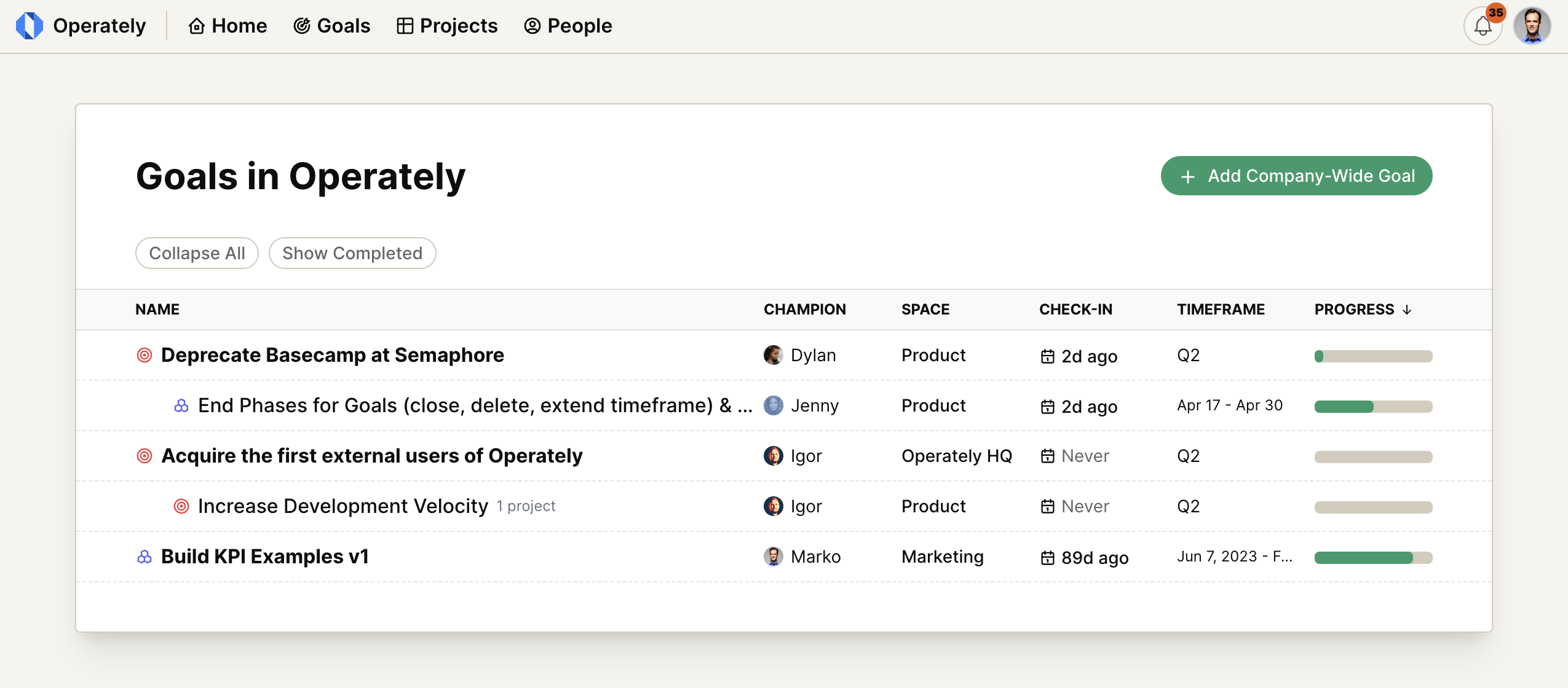operately alpha screenshot